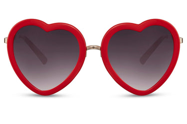 Heart-shaped sunglasses with pink lenses